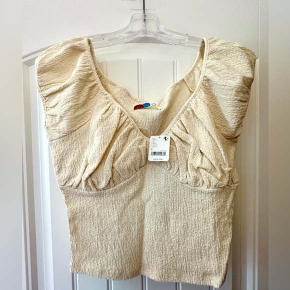 NWT Free People Anette Top Neutral Cream Size L Runs Small NEW - Picture 4 of 6